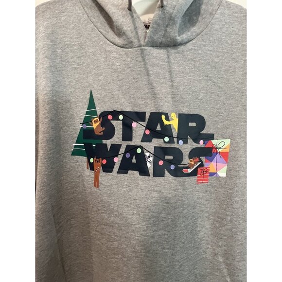 Disney Women's Gray Star Wars Holiday Pullover Hoodie Sweatshirt Large New - Picture 2 of 7